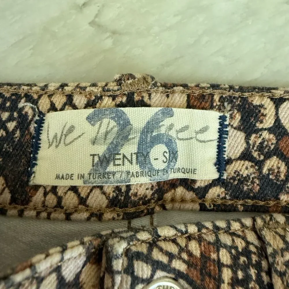 Free People We The Free Raw High Rise Snake Print Skinny Jeans Womens Size 26